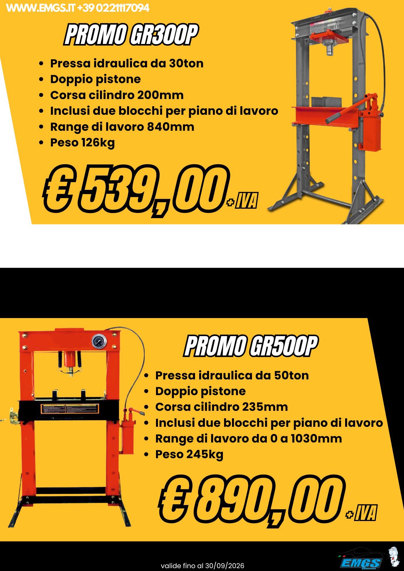 Promo per presse idrauliche