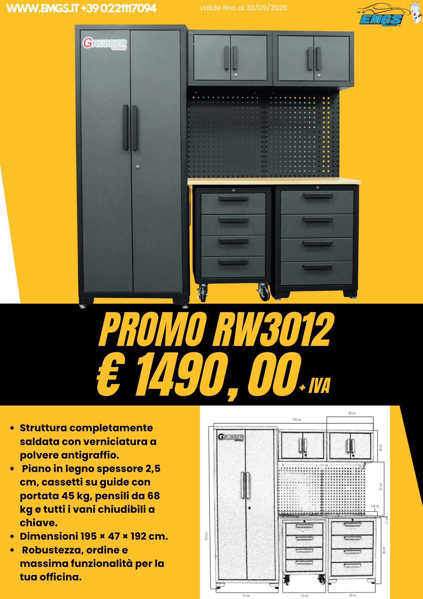 Carrello attrezzi WN279 in promozione, con un'assortita gamma di utensili e scomparti.