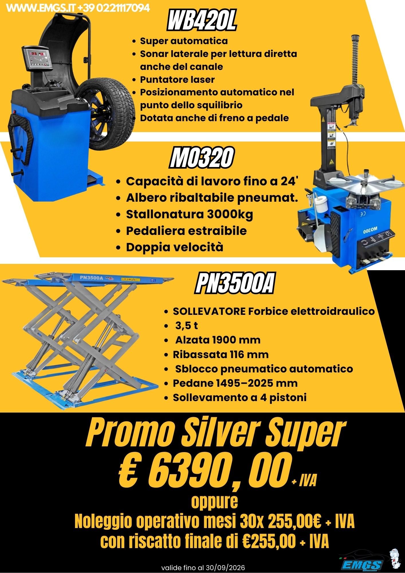 Promozione sollevatore due colonne 4 ton. € 2390,00 + IVA