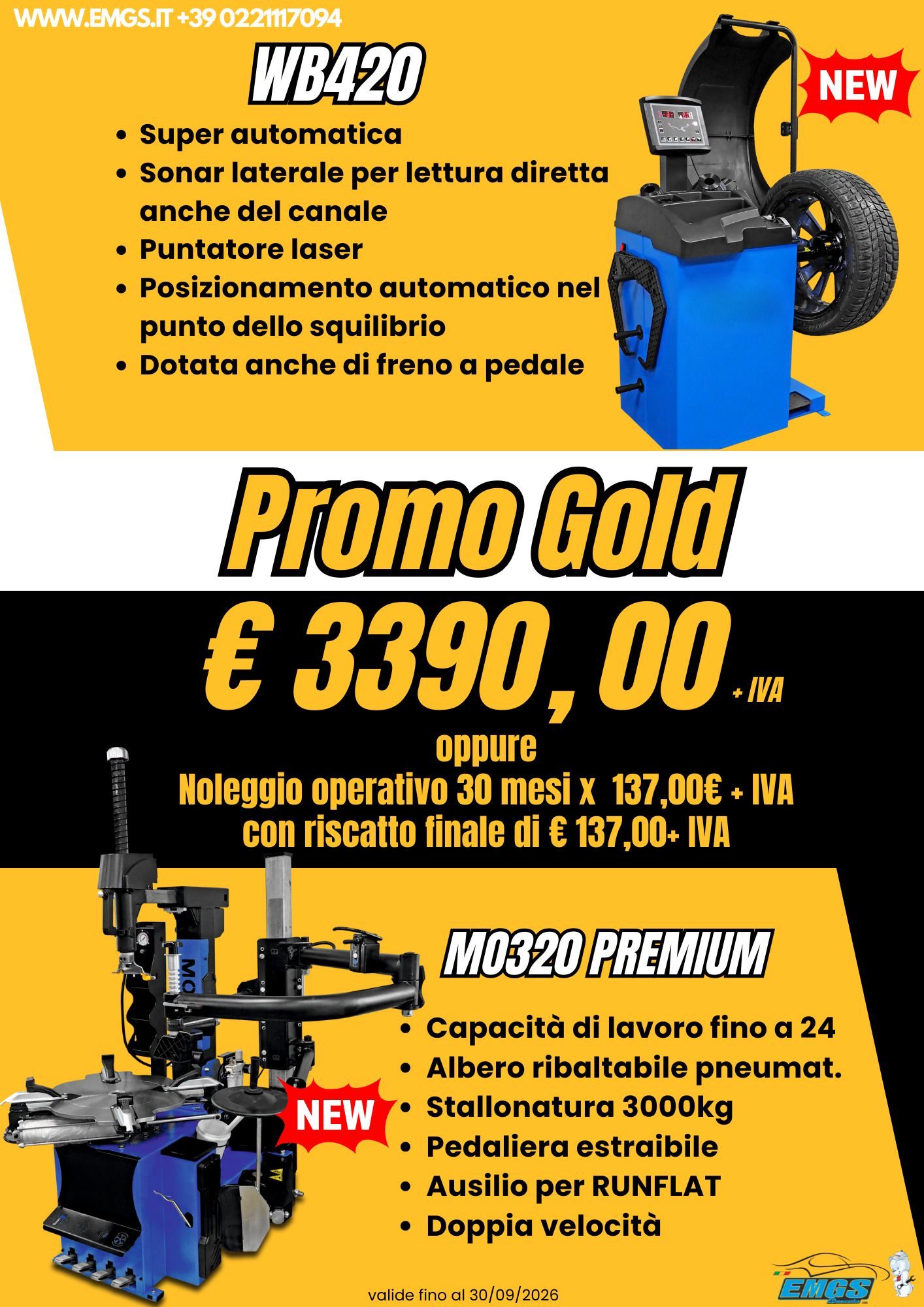Promozione Equilibratrice + smontagomme a 3390,00 € +IVA