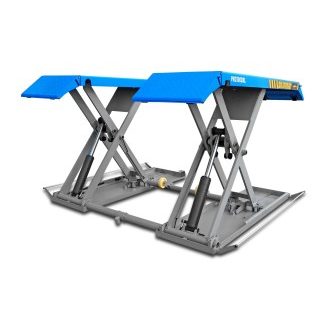 Pedana elettroidraulica per servizio gomme o meccanica leggera da 3,5 ton modello ribassato con rampe estendibili alt.max 1000mm 